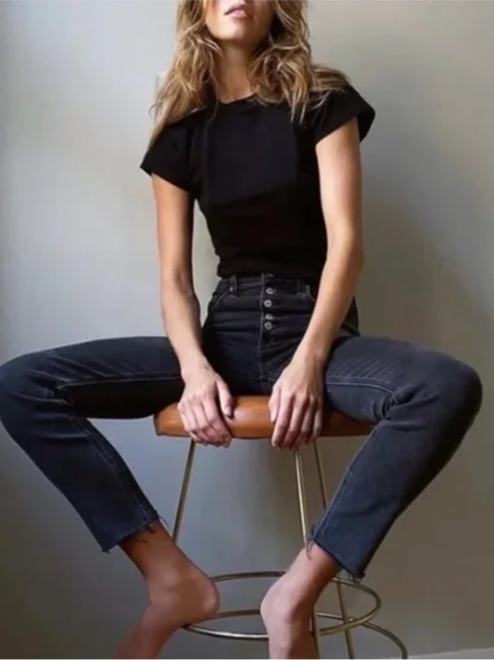 Denim Forum Yoko High Rise Slim Jeans in Black Wash
